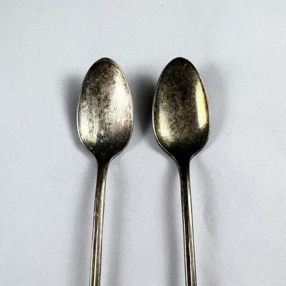 Vintage 1847 Rogers Bros Daffodil Iced Tea Spoons Silverplate Floral 7.75